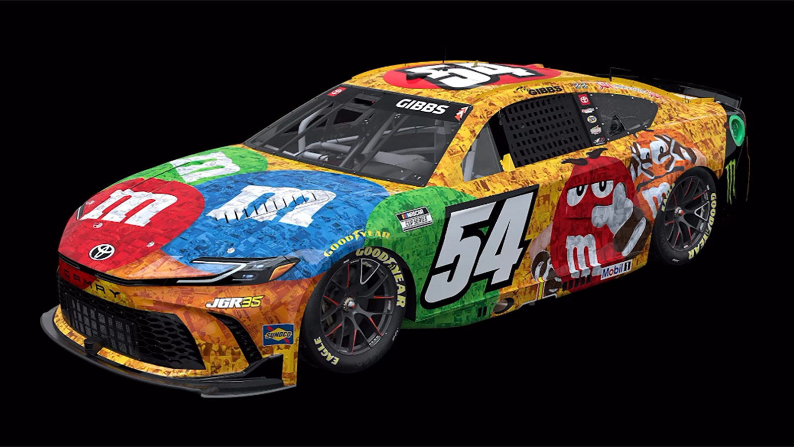 Joe Gibbs Racing and M&M's have teamed together to pay tribute to Kyle Busch in the Bristol Night Race