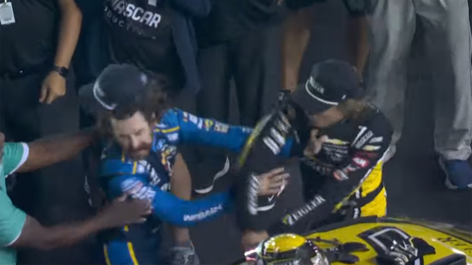 Carson Hocevar and Ryan Blaney got into a fist fight on pit road at Bristol following the Bass Pro Shops Night Race.