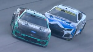 Carson Hocevar sent Brad Keselowski spinning to end Stage 1 of the Cook Out Southern 500 at Darlington Raceway