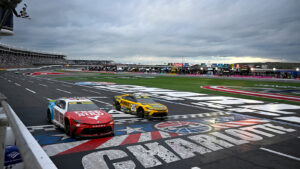 Chase Briscoe wins over Christopher Bell in a photo finish to the Bank of America 400 at Charlotte Motor Speedway.