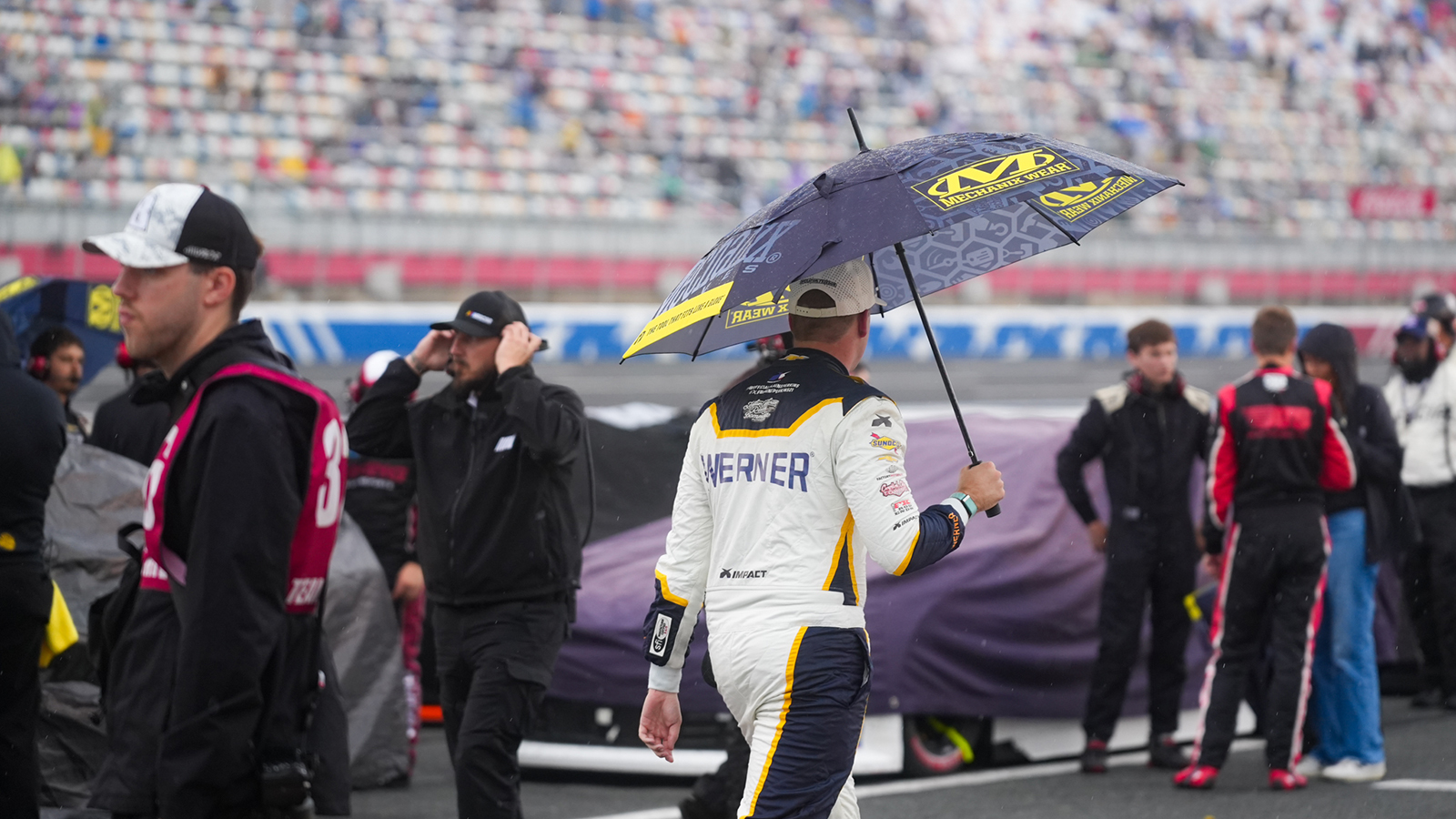 Weather canceled NASCAR O'Reilly Auto Parts Series practice and qualifying for the Blue Cross NC 300 at Charlotte Motor Speedway