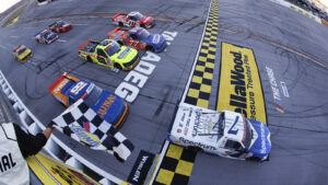 Sammy Smith claimed the win in the NASCAR Craftsman Truck Series Love's RV Stop 225 at Talladega Superspeedway on Friday.