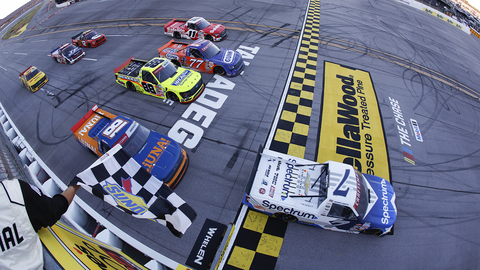Sammy Smith claimed the win in the NASCAR Craftsman Truck Series Love's RV Stop 225 at Talladega Superspeedway on Friday.